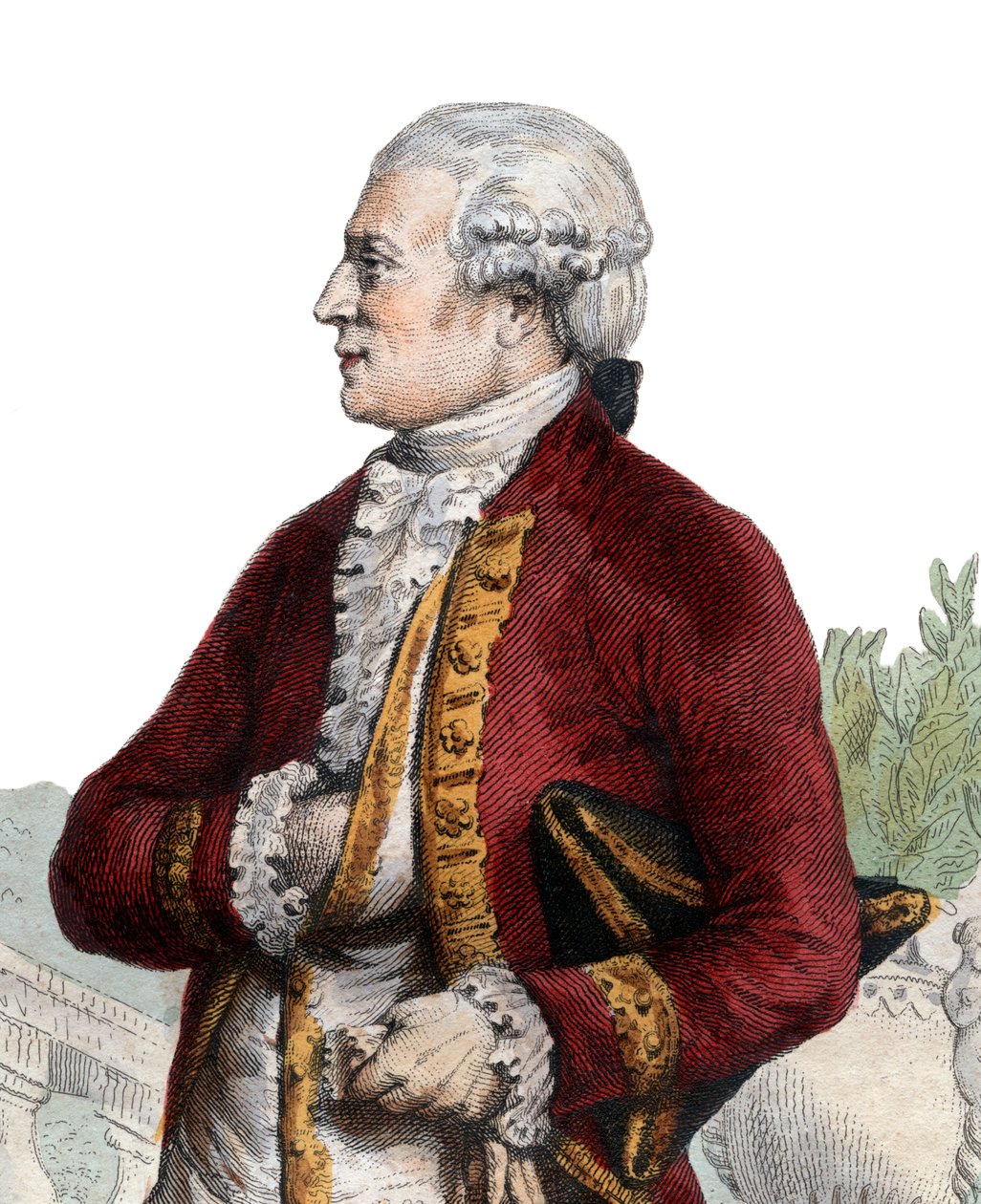 Retrato de Pierre Augustin Caron de Beaumarchais (1732-1799), relojoeiro, inventor, músico, diplomata e escritor francês. de French School