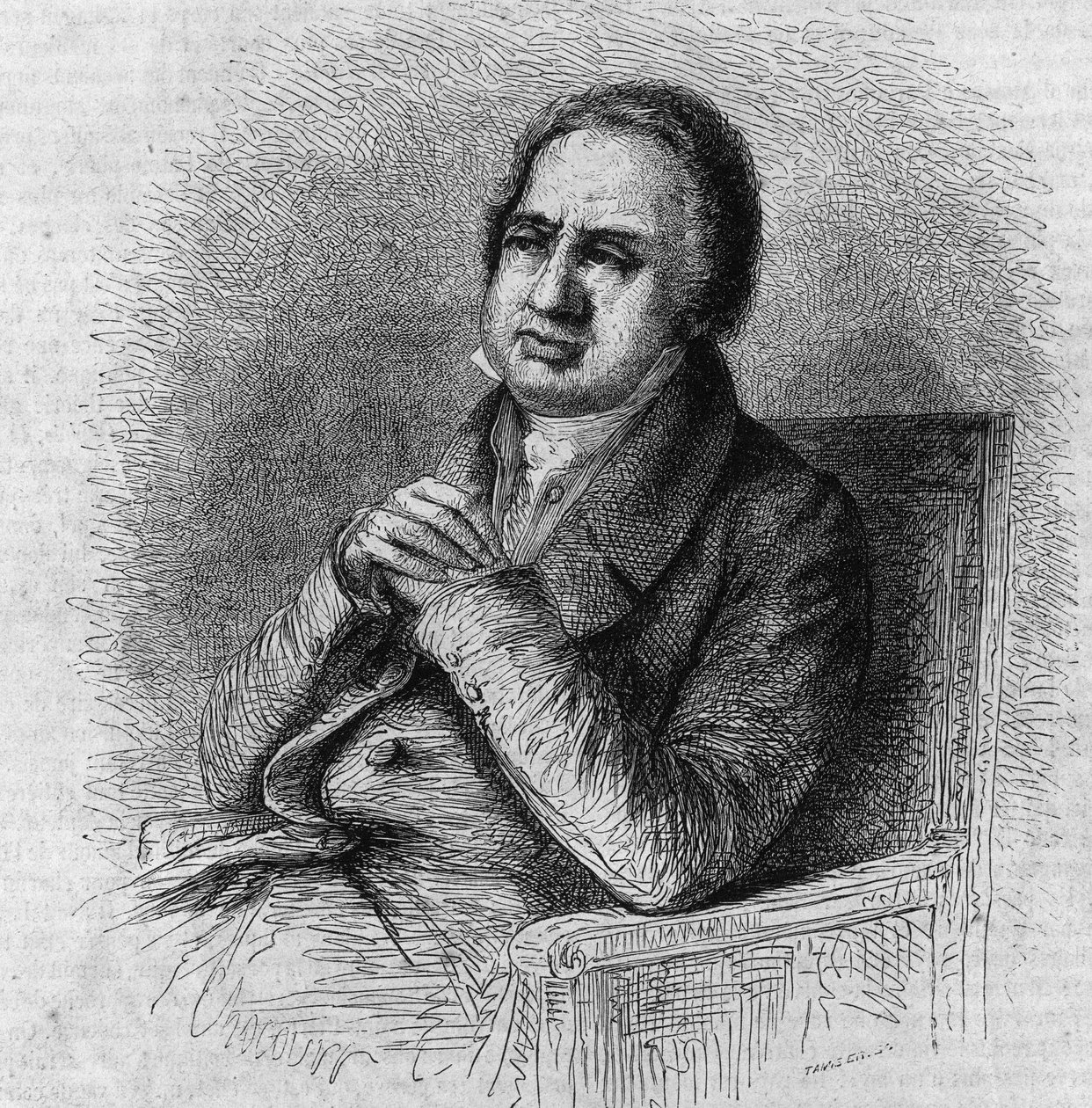 Retrato de Pierre Simon Ballanche (1776 -1847), escritor e filósofo francês. Gravura de Bocour em "Le Magasin Picturesque" (Le Magasin Picturesque) de French School