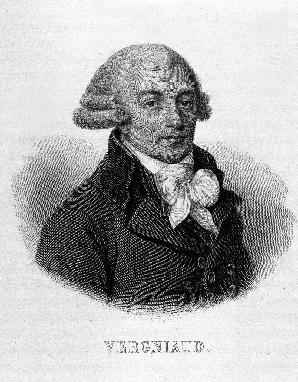 Retrato de Pierre Victurien Vergniaud (1753-1793), político francês. - em "Revolution francaise" de Thiers de French School