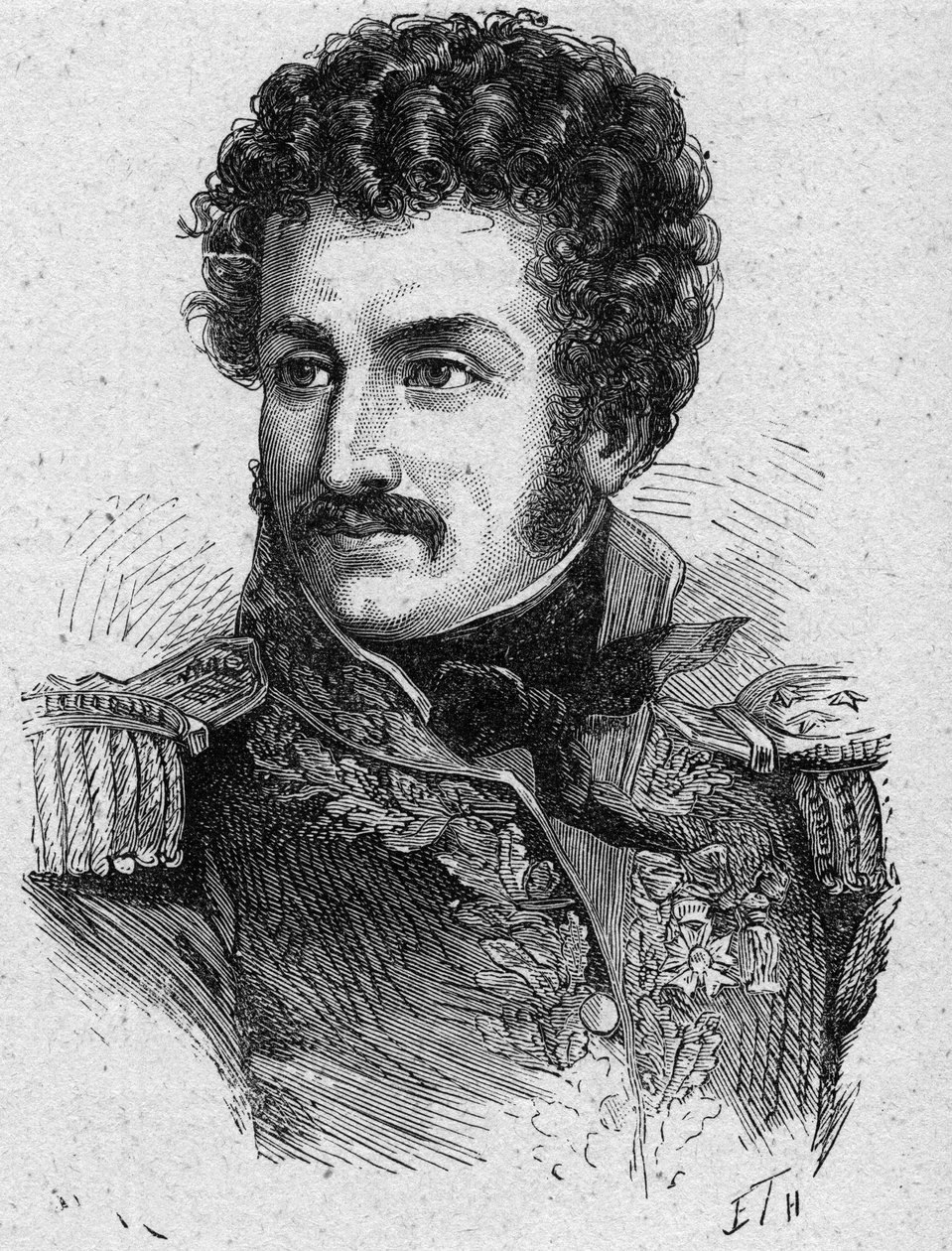 Retrato de Pierre Yriex (Pierre Yrieix) Daumesnil (1776-1832), general francês durante o Primeiro Império e a Restauração - Gravura de 1889 - Coleção particular de French School