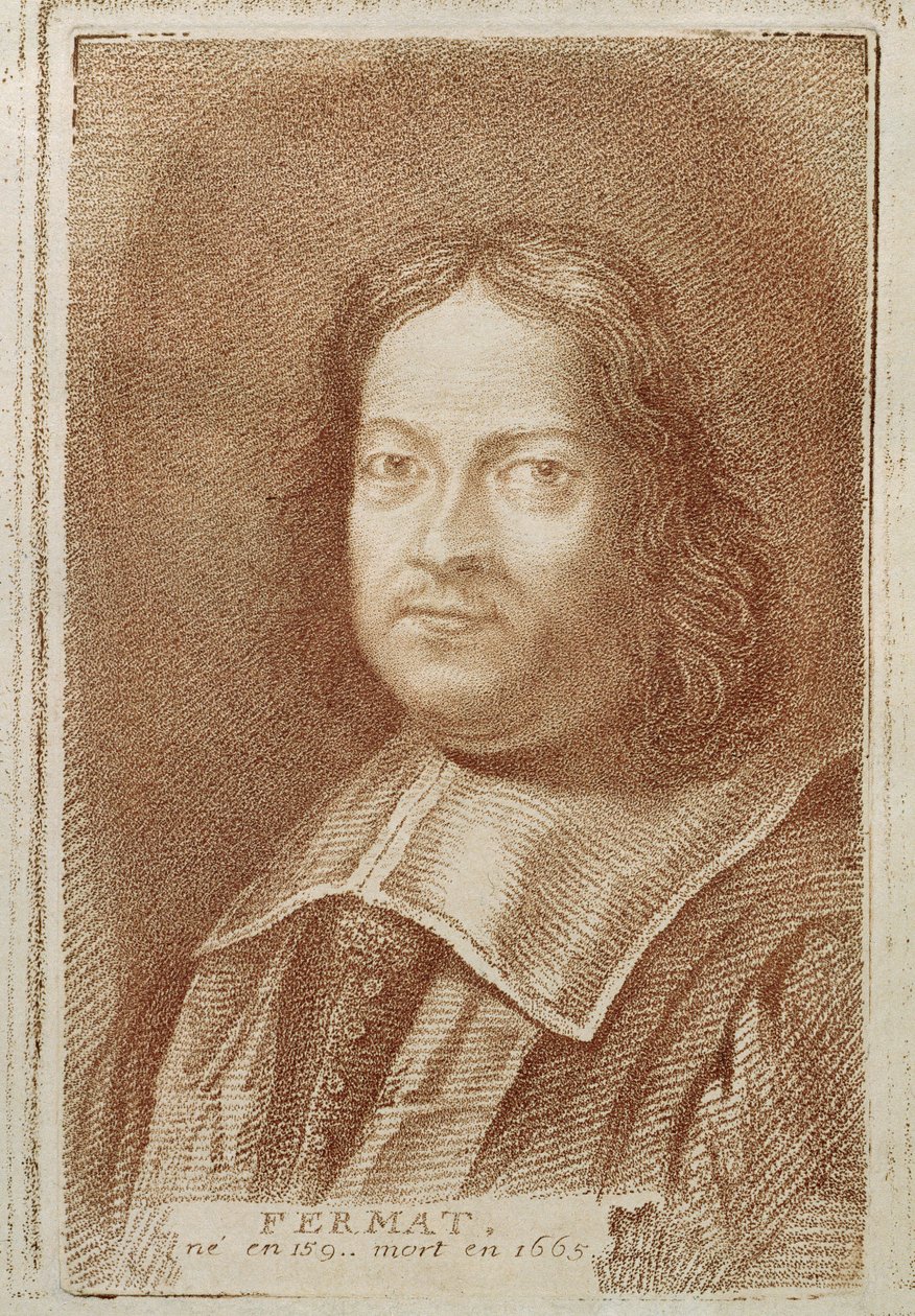Retrato de Pedro de Fermat (1601-1665) de História dos Matemáticos por Alexandre Saverien, meados do século XVIII de French School