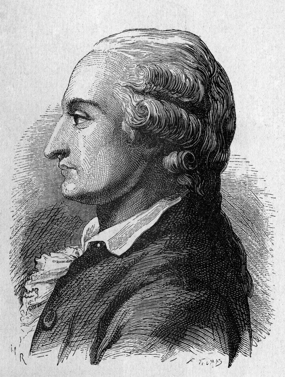 Retrato de Pilâtre de Rozier (1756 - 1785), físico e aeronáutico francês (primeira viagem em um balão de ar quente) - no "Album de la Science; cientistas ilustres; Grandes descobertas" 1896. de French School