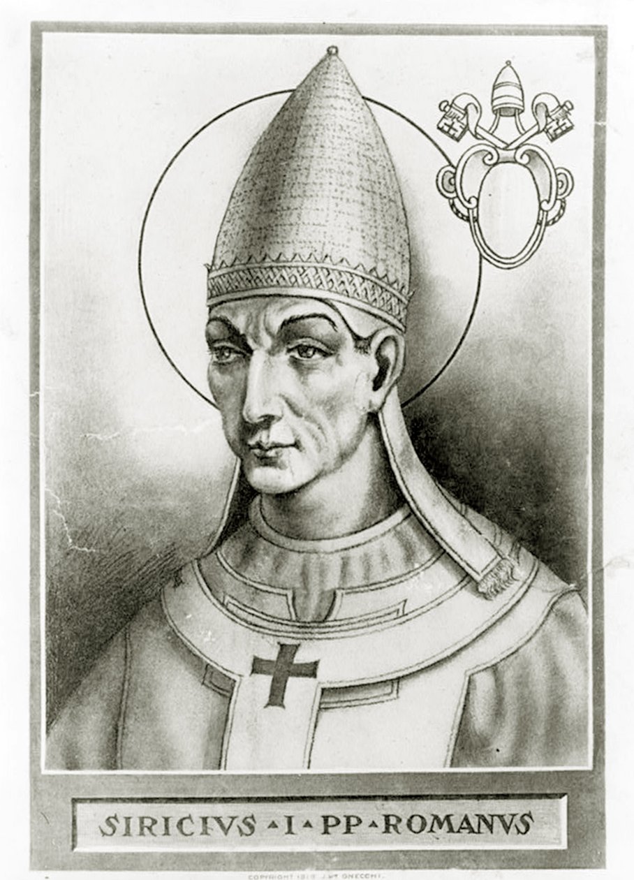Retrato do Papa Siricius, c.1835 (litho) de French School