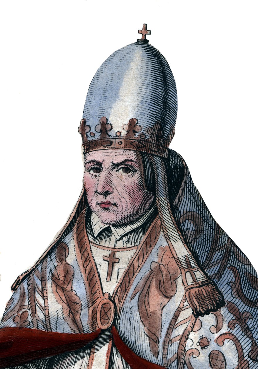Retrato do papa Sylvester II (ou Silvester II) (c. 938-1003). de French School