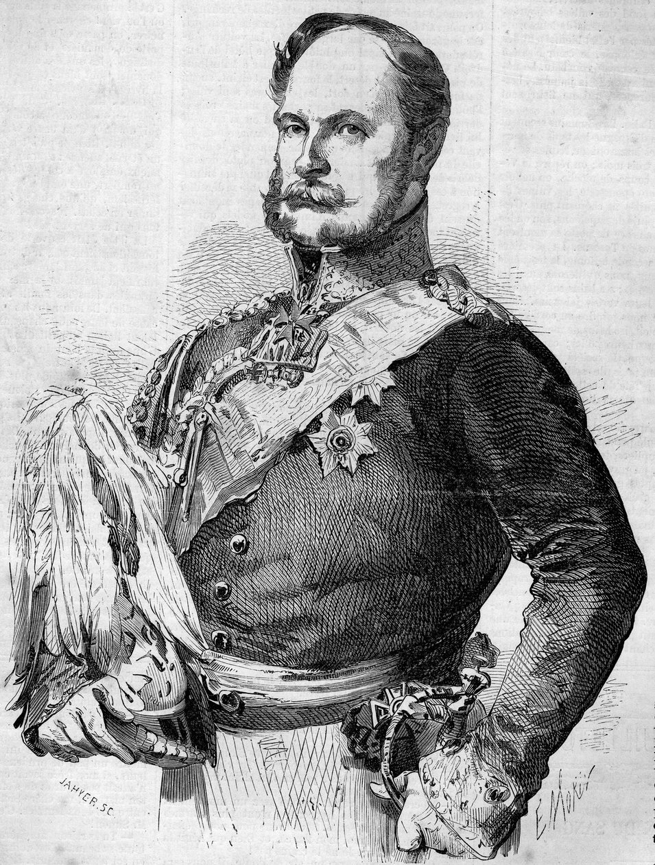 Retrato do Príncipe Frederic Guillaume Louis (1797-1888), futuro Guilherme I, Rei da Prússia e Imperador da Alemanha. Gravura em "Le Monde Illustré" n°30 de 7 de Novembro de 1857. de French School