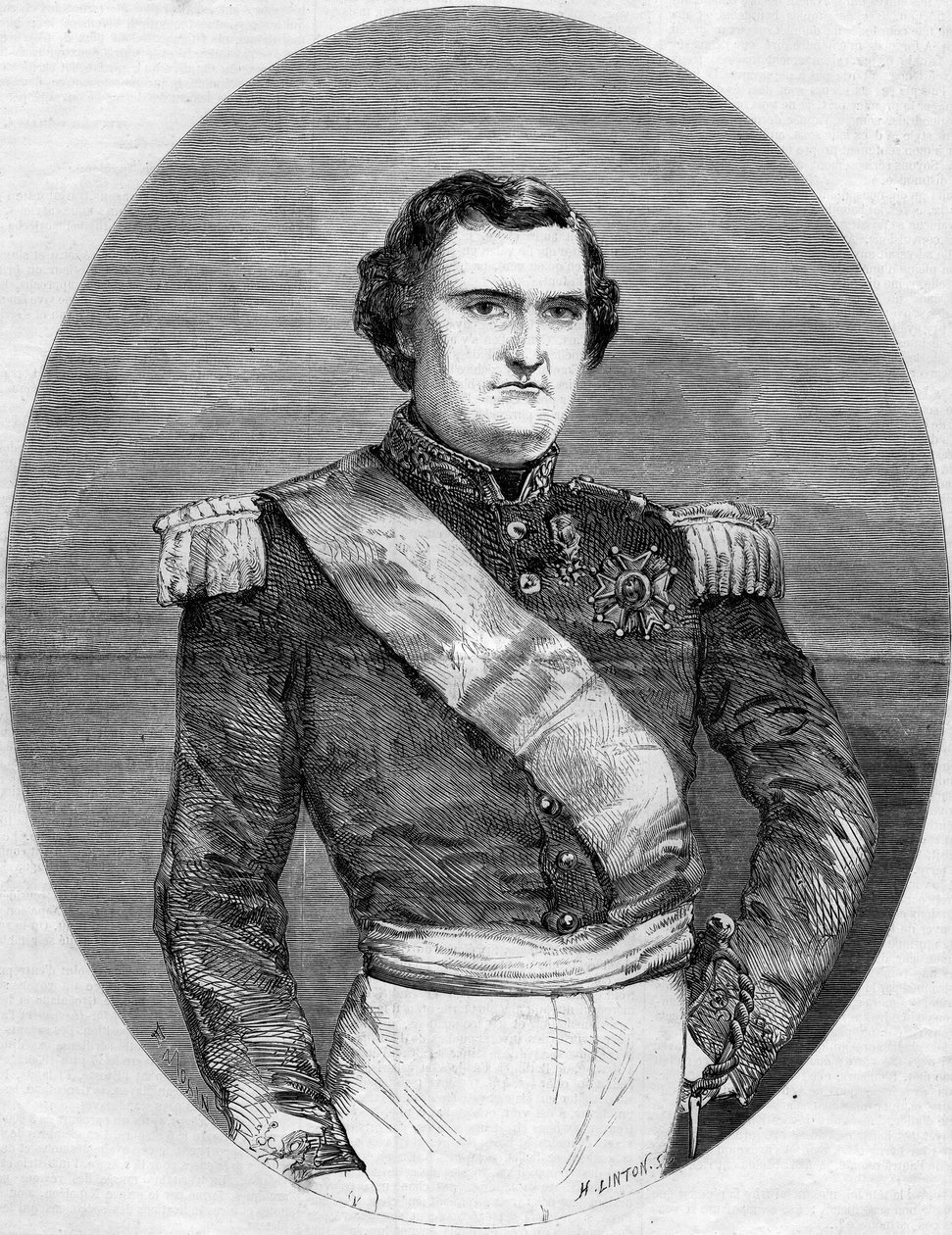 Retrato do Príncipe Napoleão Joseph Charles Paul Bonaparte (1822-1891). Gravura em "Le Monde Illustré" n°94 de 29 de Janeiro de 1859. de French School