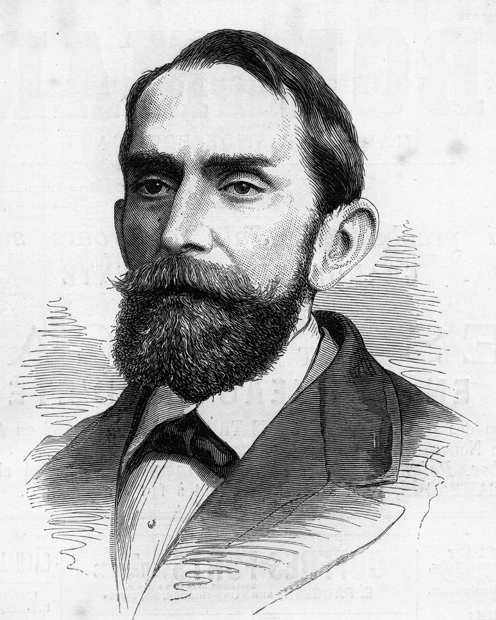 Retrato de Rafael Wenceslao Nunez Moledo (1825-1894), Presidente da Colômbia. Gravura em "Le Monde Illustré" n°1210 de 5 de junho de French School