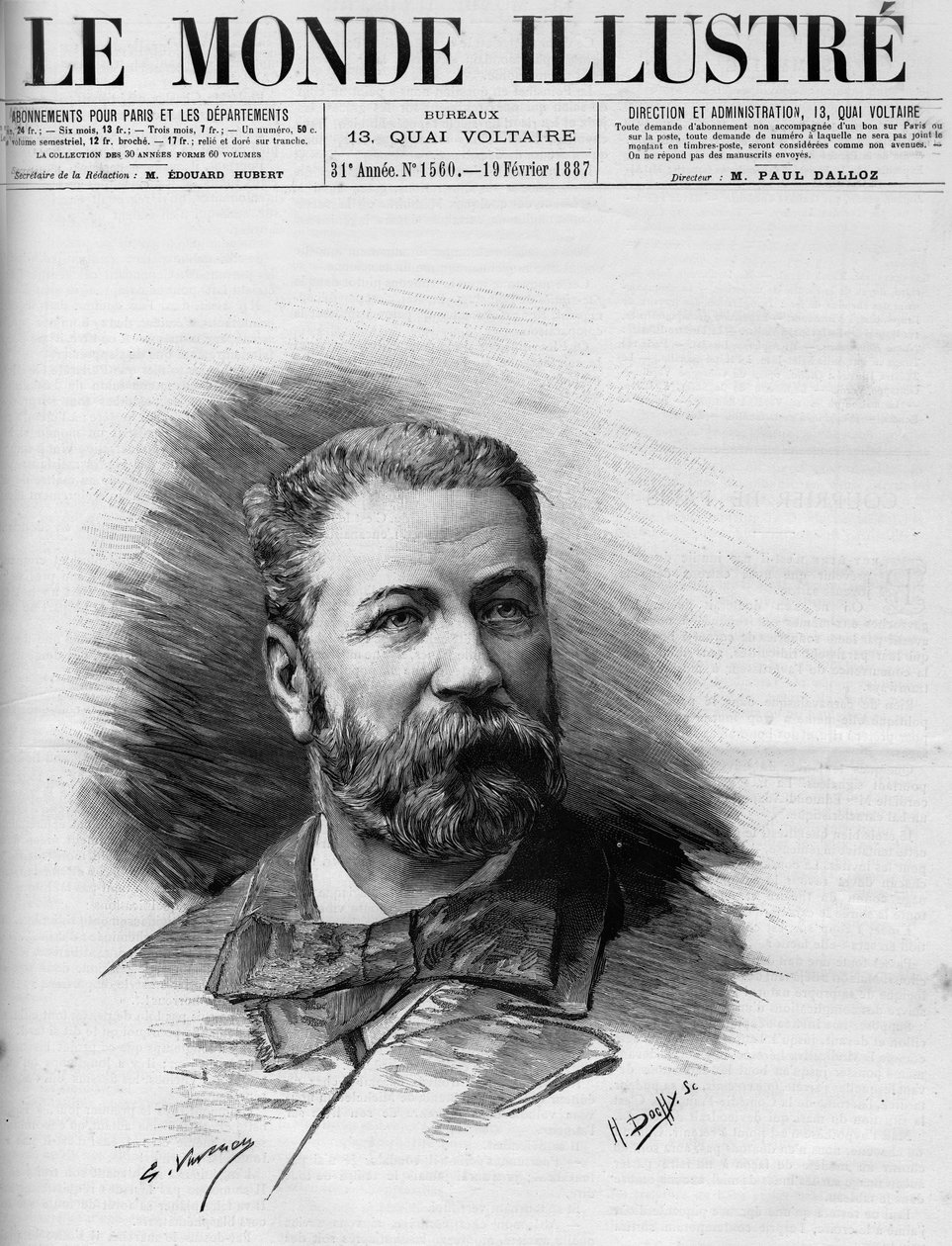 Retrato de Raoul Duval (1832-1887), advogado e deputado francês, na Ilustração Mundial de 1887. de French School