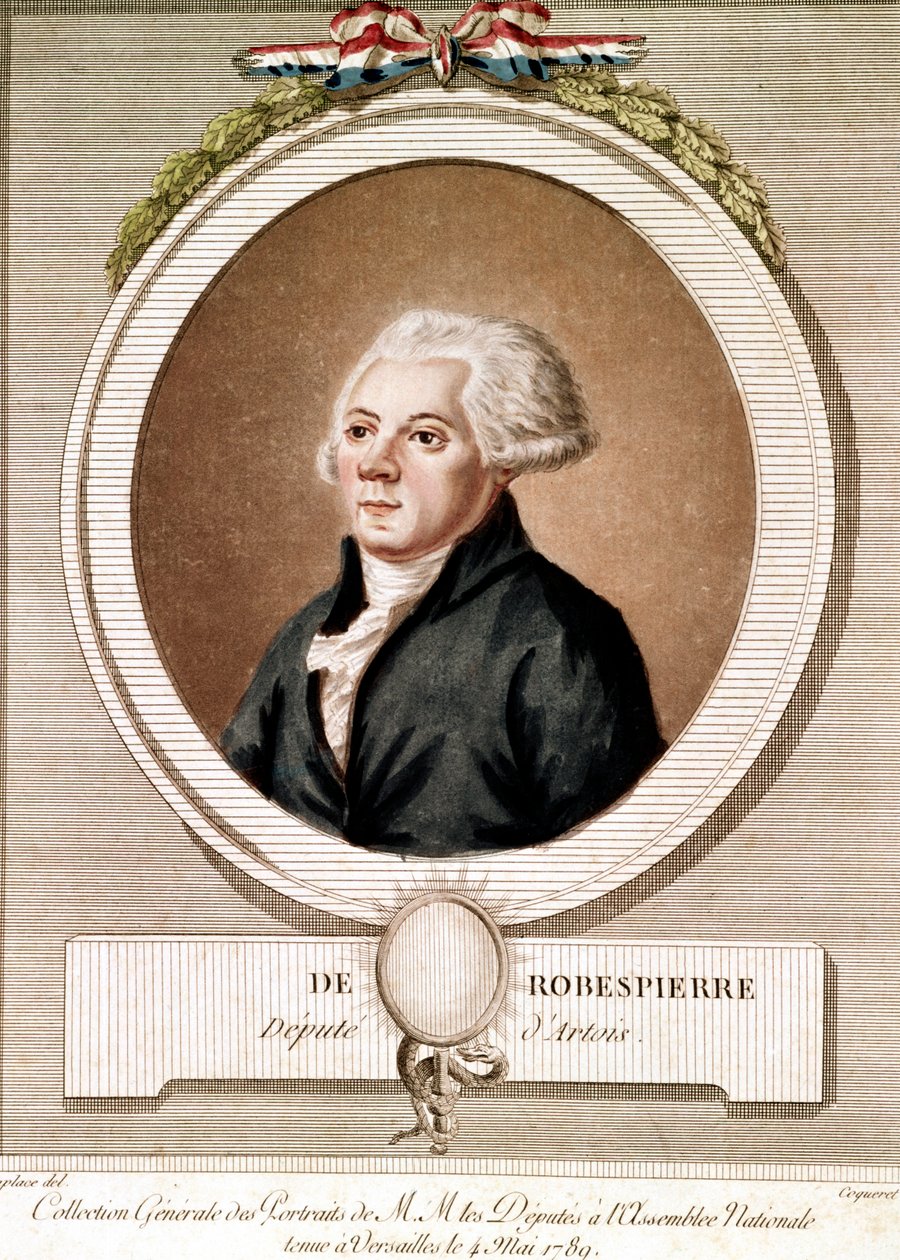 Retrato de Robespierre (gravura) - Retrato de Maximilien Robespierre em medaillon na serie des portraits des deputes na Assembllee Nationale realizada em Versalhes em 4/05/1789 de French School