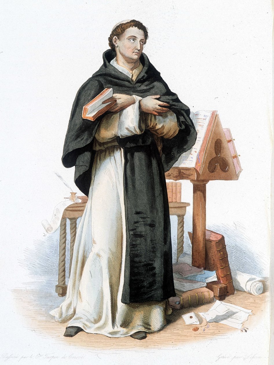 Retrato de São Bernardo de Clairvaux (San Bernardo di Chiaravalle) (1090 - 1153) - em "Le Plutarque francais", ed. Mennechet de French School