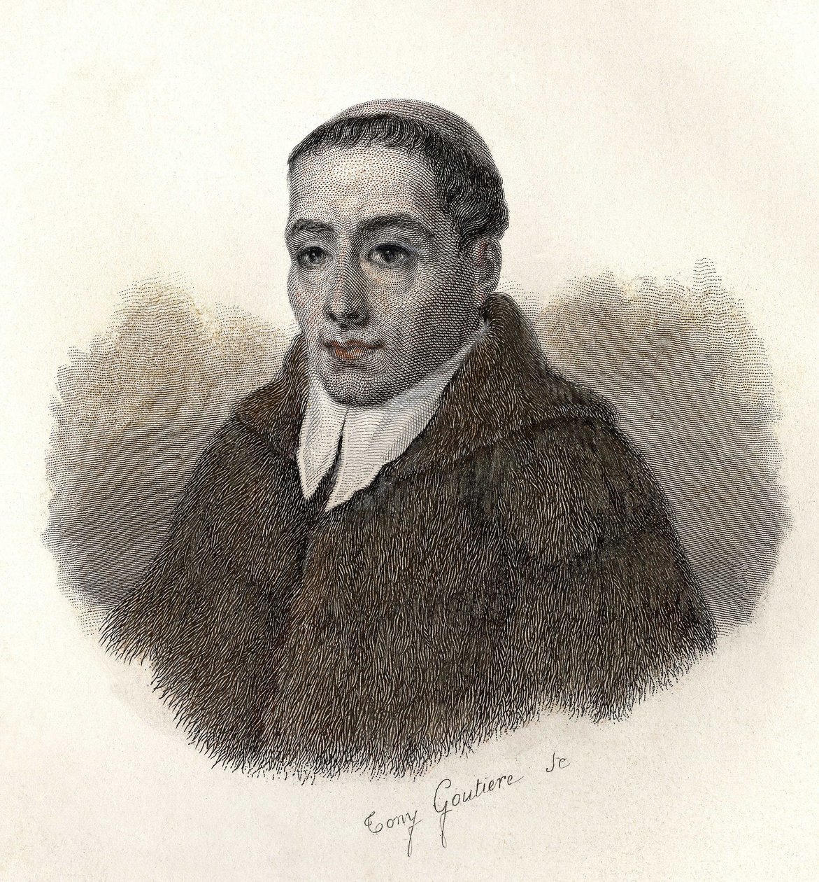 Retrato de São Bernardo de Menthon (923-1009), arquidiácono de Aosta e fundador dos hospícios de São Bernardo. Em "Retratos de homens úteis" de French School
