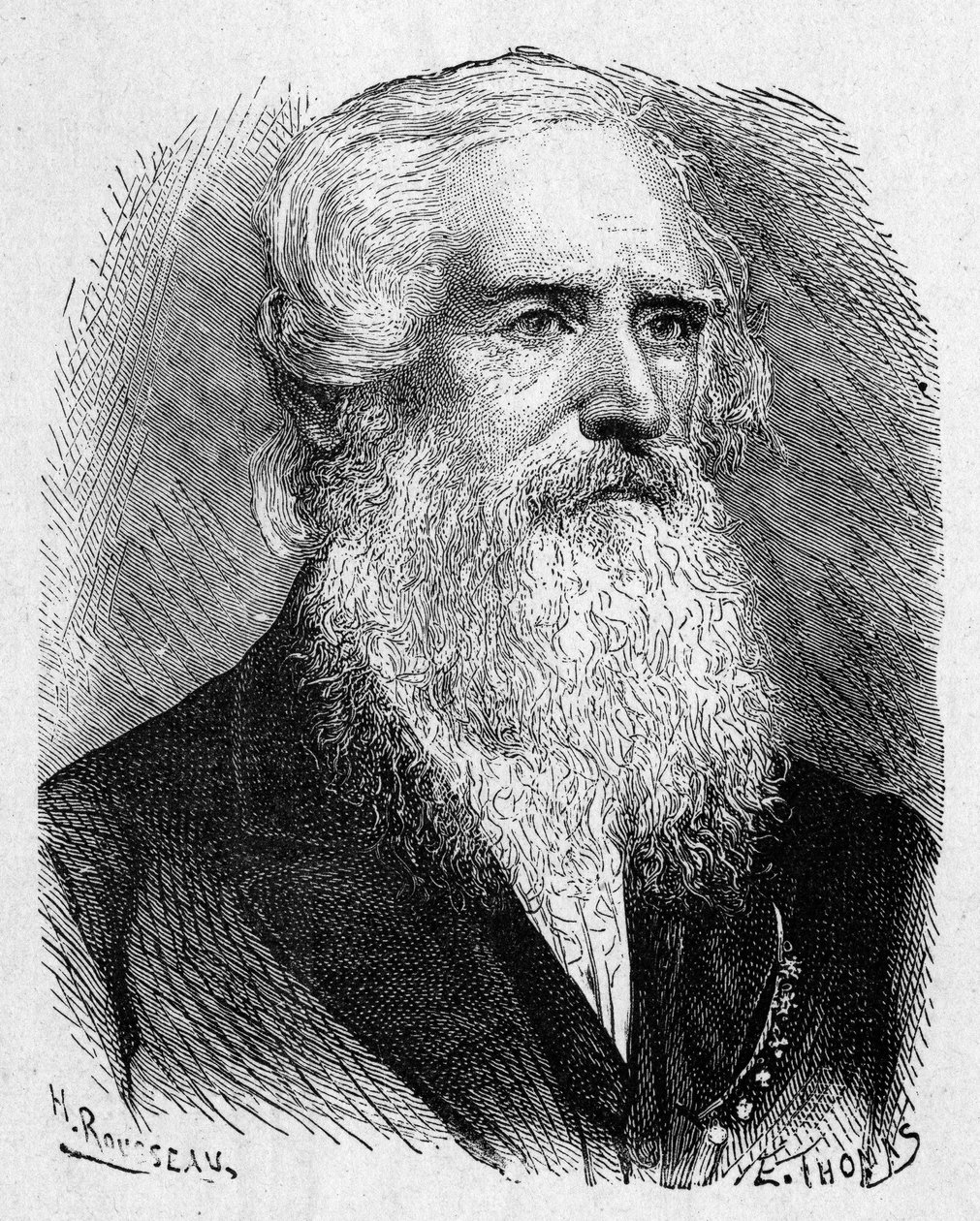 Retrato de Samuel Morse (1791 - 1872), pintor e físico americano - em "Album of Science; cientistas ilustres; Grandes descobertas" 1896. de French School