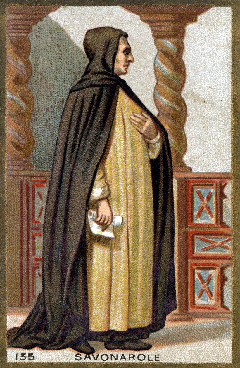 Retrato de Savonarola (1452-1498) Girolamo Savonarola. Cromolitografia do final do século XIX. de French School