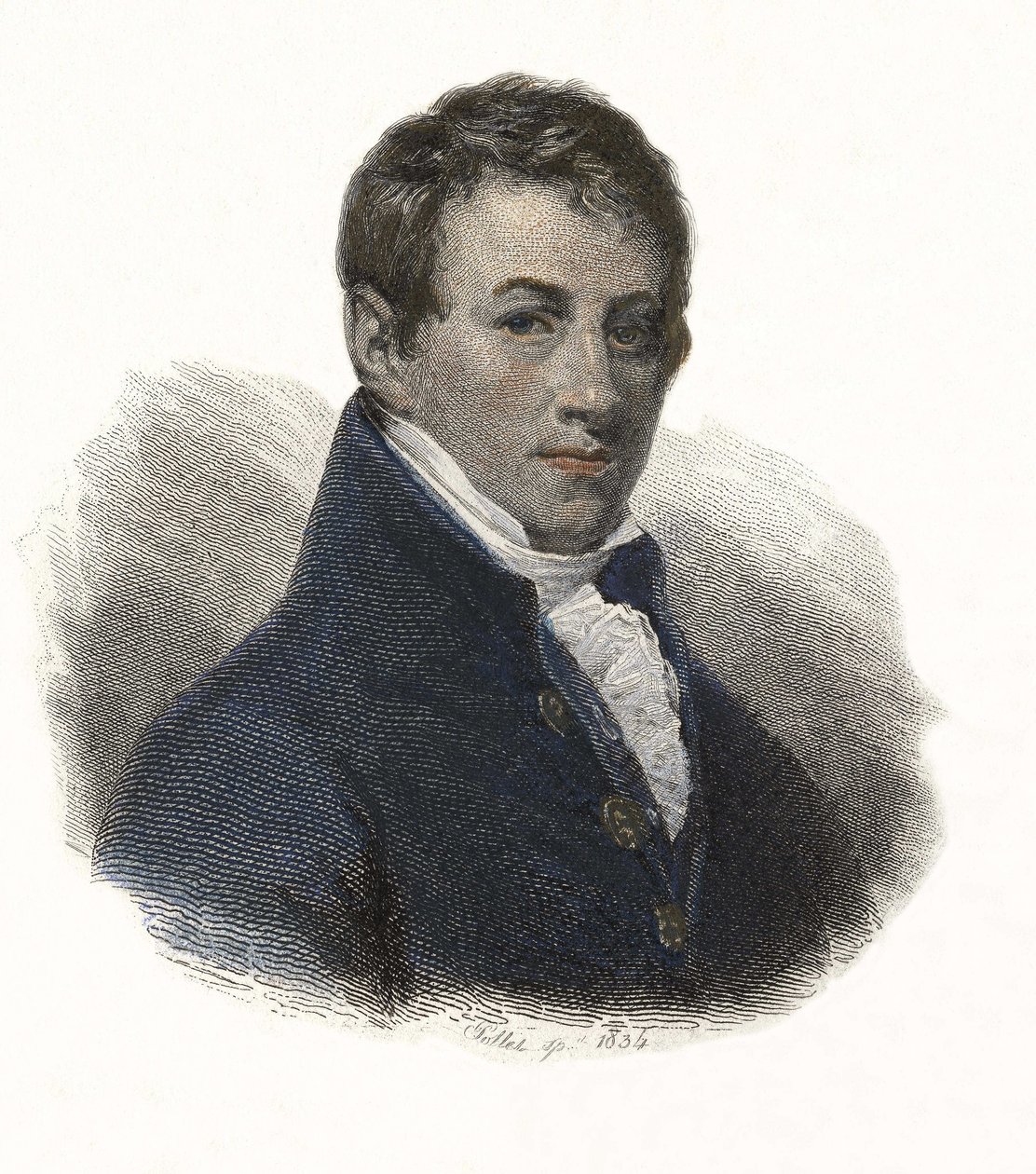 Retrato de Sir Humphry Davy (1778-1829), químico e físico inglês. em "Portraits des Hommes Useful" (Retratos de Homens Úteis) de French School