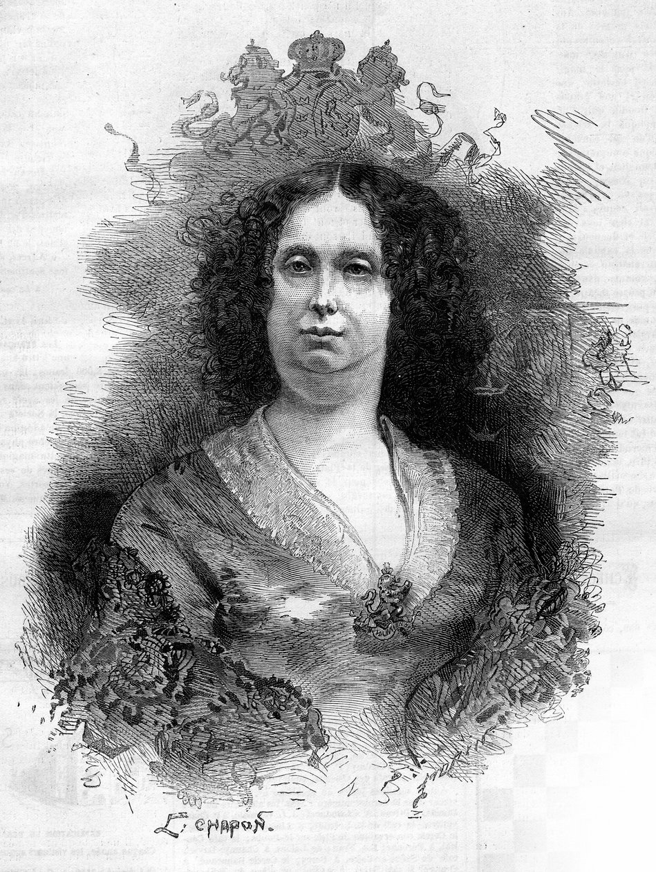 Retrato de Sophie Frederique Mathilde de Württemberg (1818-1877), Rainha da Holanda. Gravura no "Le Monde Illustré" n°1053 de 16 de Junho de 1877. de French School