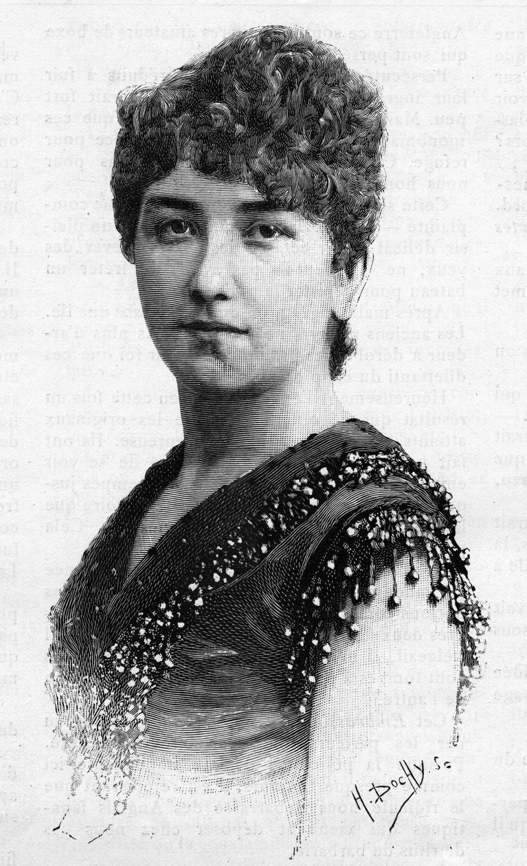 Retrato da cantora sueca Sigrid Arnoldson (1861-1943) em 1887. de French School
