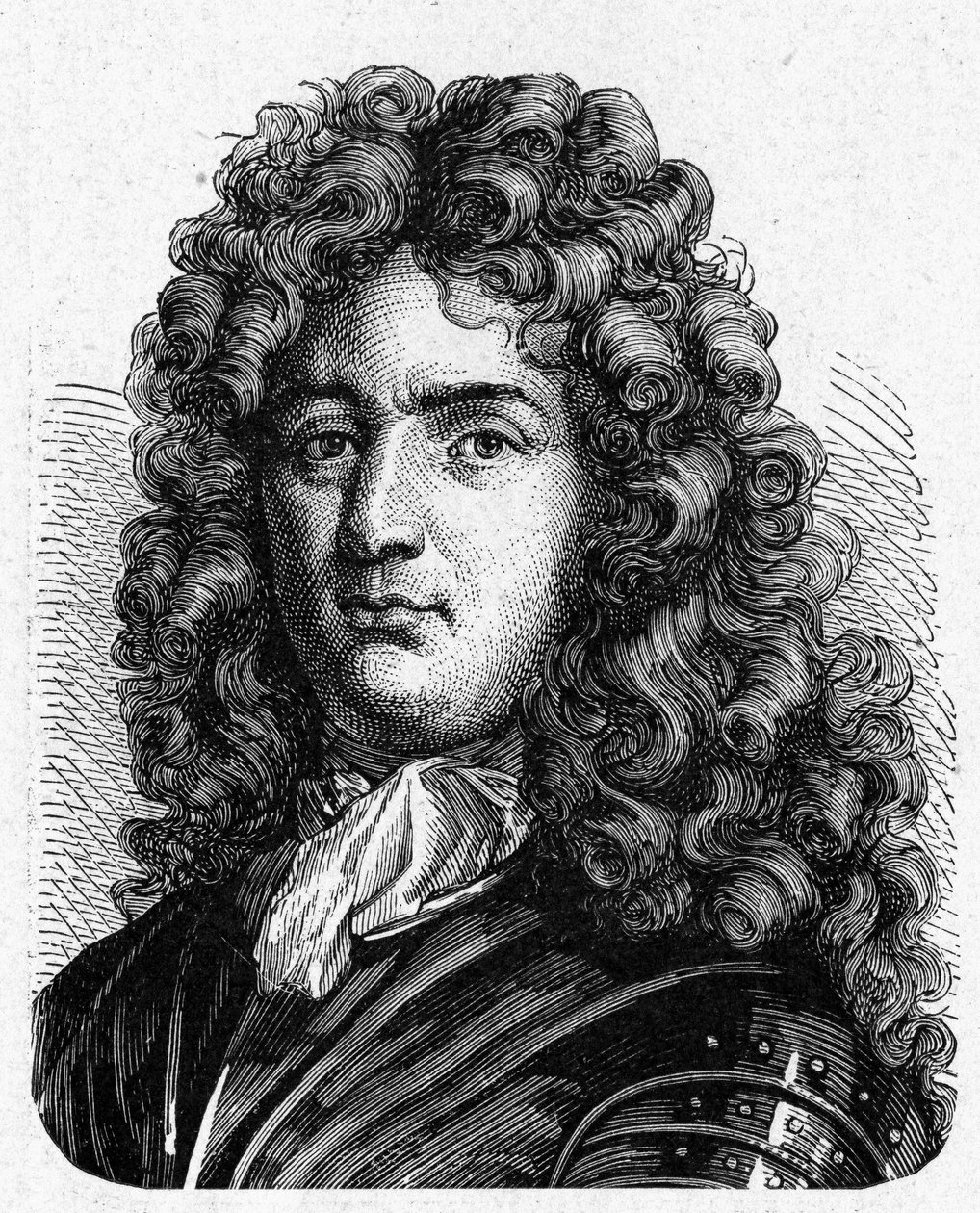 Retrato de Vauban (1633 - 1707). (Sébastien Le Prestre de Vauban) (Maréchal de France e engenheiro militar) - no "Album de la Science; cientistas ilustres; Grandes descobertas" 1896. de French School