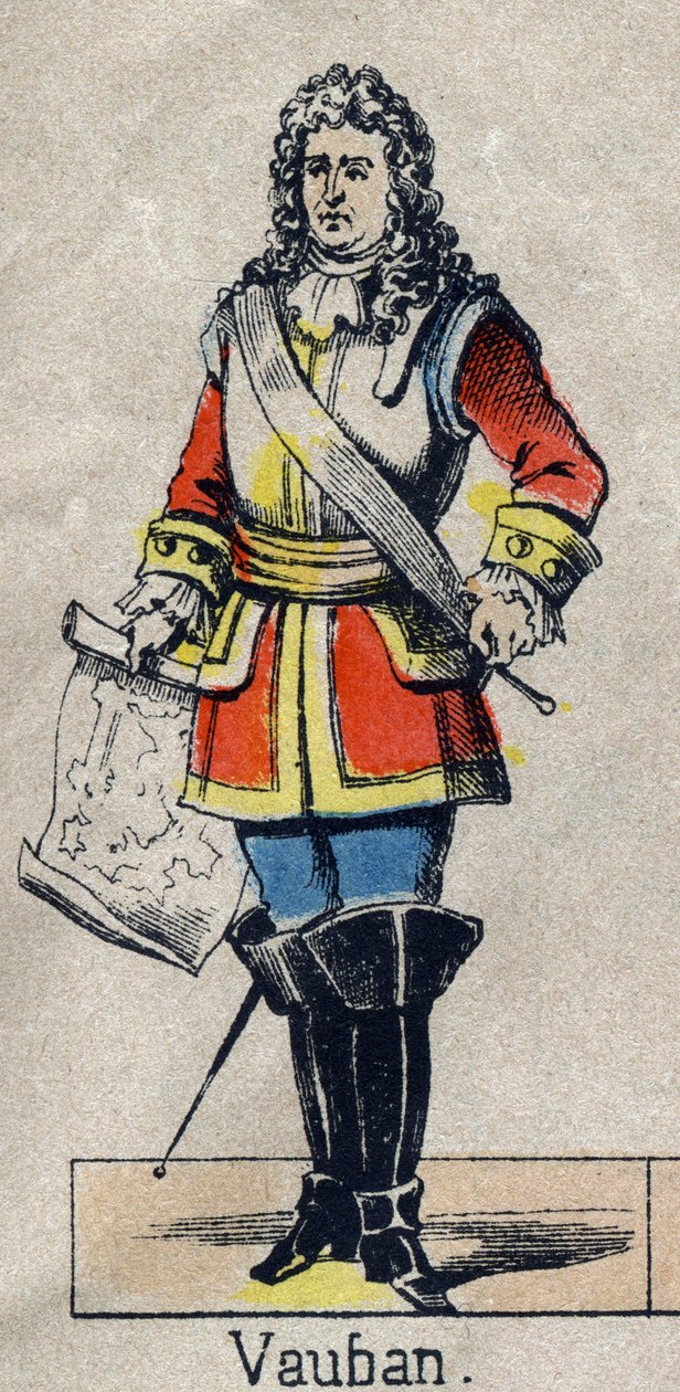 Retrato de Vauban Sebastien the Prestre (1633-1707), marechal da França. Imagem de Epinal do final do século XIX. Coleção particular. de French School