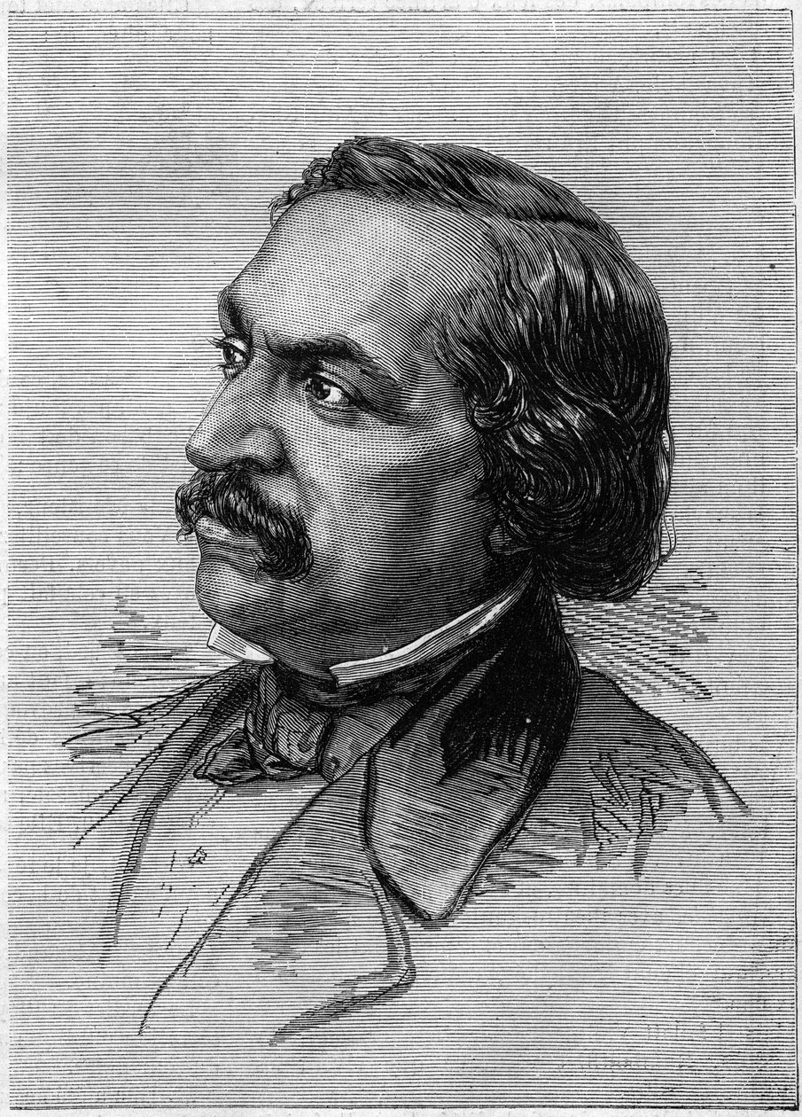 Retrato de Victor Sejour (1816) -1874), autor dramático americano de língua francesa. Gravura em "Le Monde Illustré" n°912 de 3 de outubro de French School