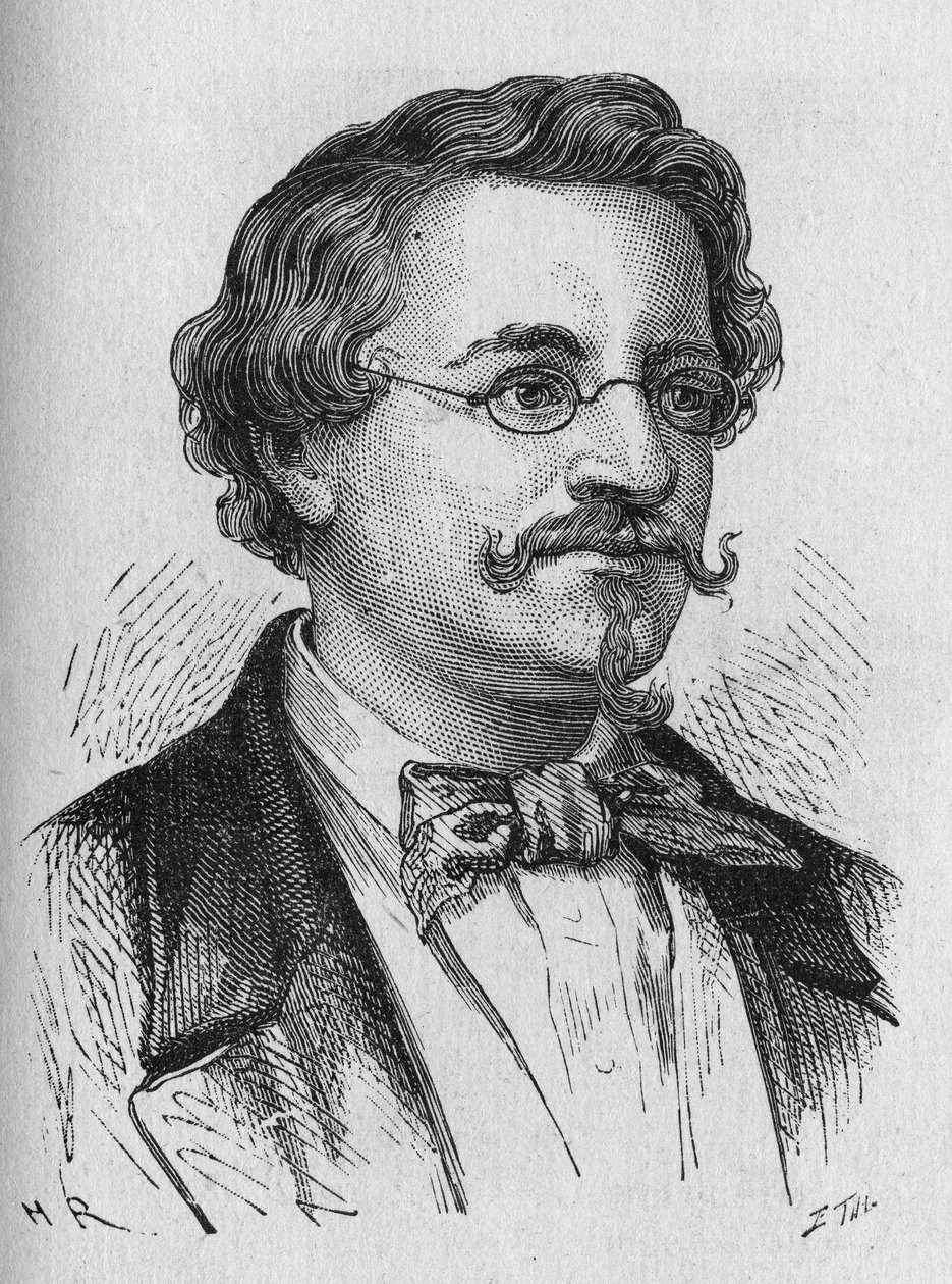 Retrato de Wilhem Hofmann, químico - em "Album of Science; Ilustres cientistas; Grandes descobertas" 1896. de French School