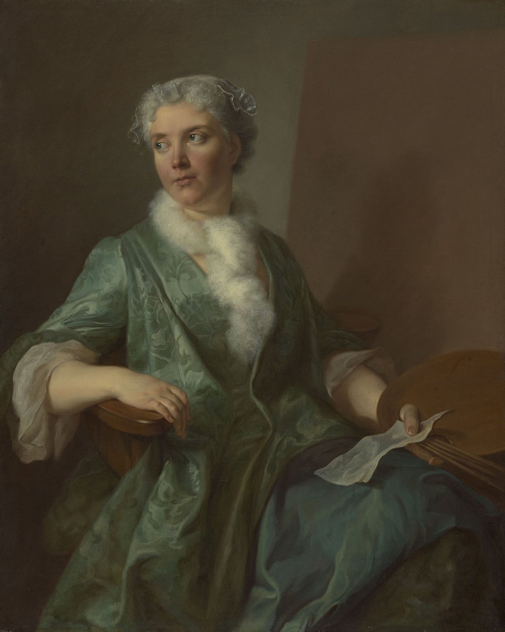 Retrato de uma artista feminina, c.1735 (óleo sobre tela) de French School