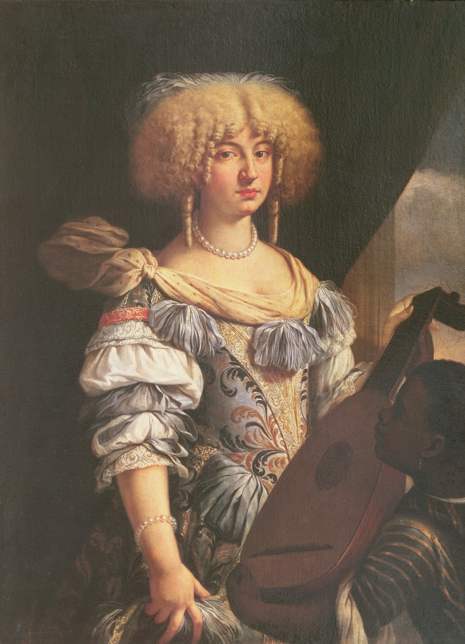 Retrato de uma mulher com uma página mourisca de French School