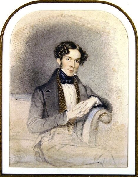 Retrato de um Jovem Cavalheiro (aguarela sobre papel) de French School