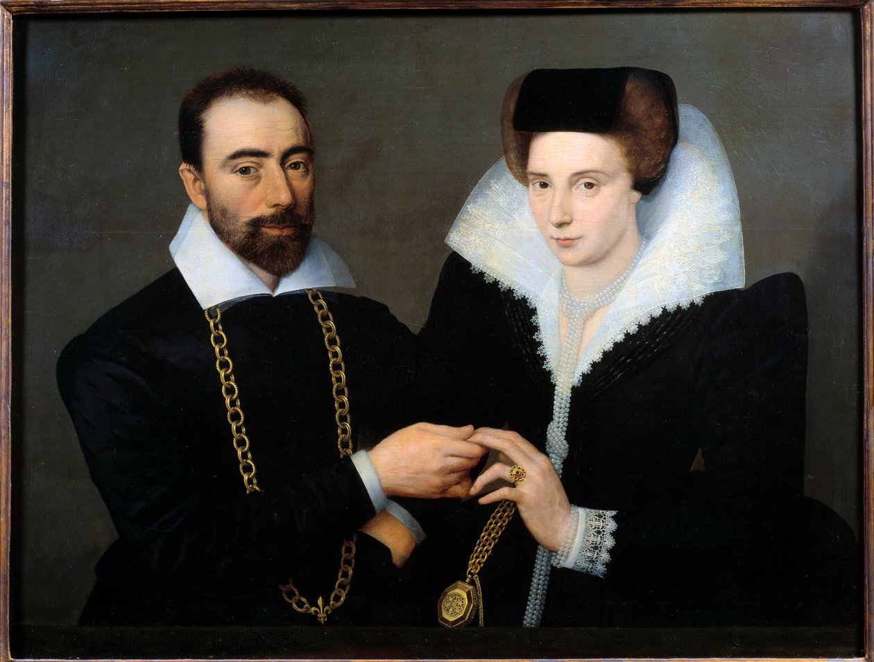 Retrato de um casal (ou retrato duplo). Pintura anônima da escola francesa de French School