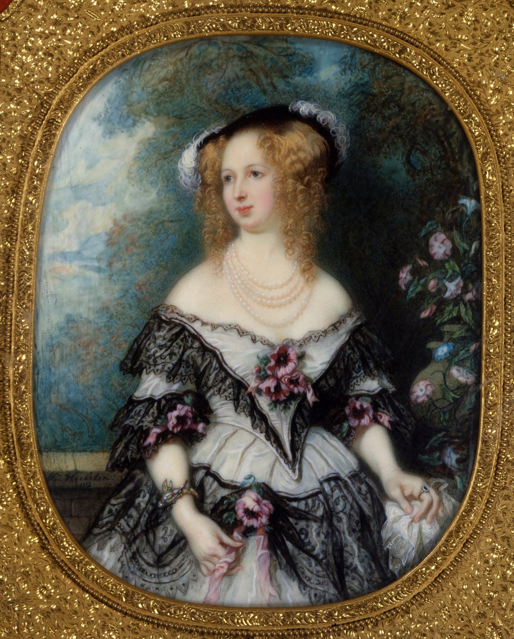 O retrato de uma mulher. Pintura da escola francesa de French School