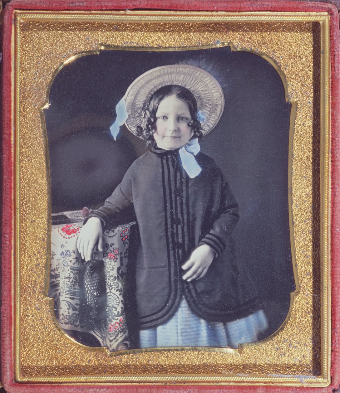 Retrato de uma jovem garota, c.1845-50 (daguerreótipo colorido) de French School