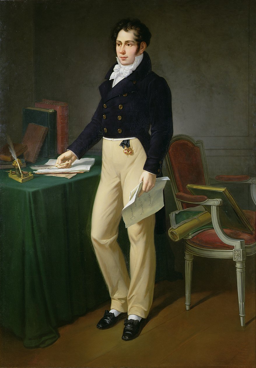 Retrato de um jovem segurando o diário dos surdos-mudos e cegos, c.1830-40 de French School