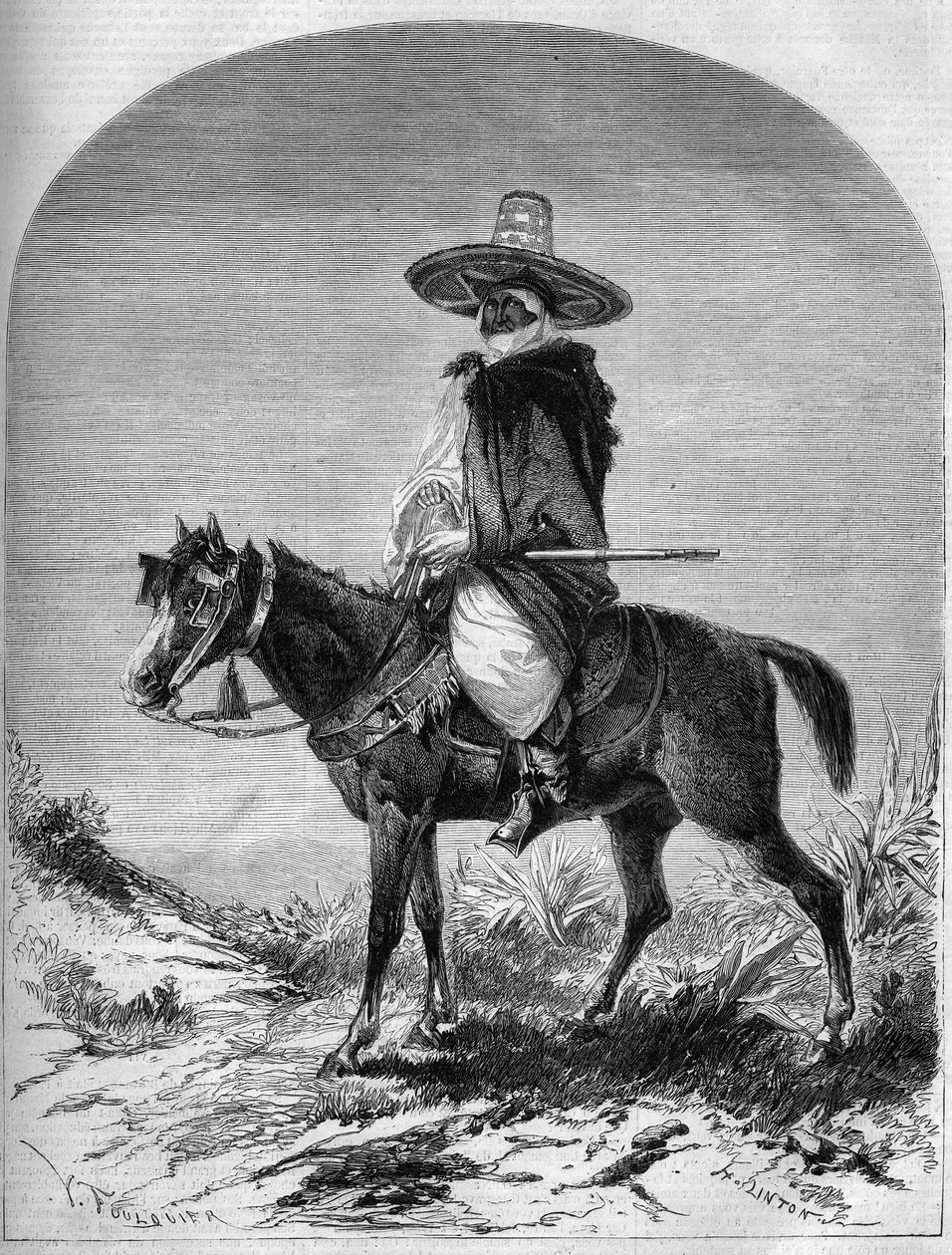 Retrato de um cavaleiro árabe da fronteira de Marrocos de French School