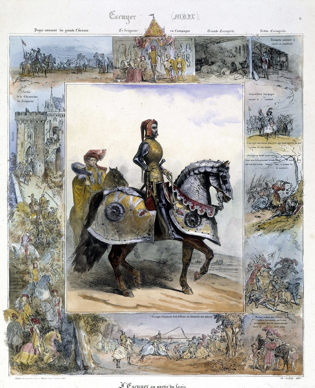 Retrato de um Ecuyer em "História Pitoresca da Equitação Antiga e Moderna" de Charles Aubry de French School