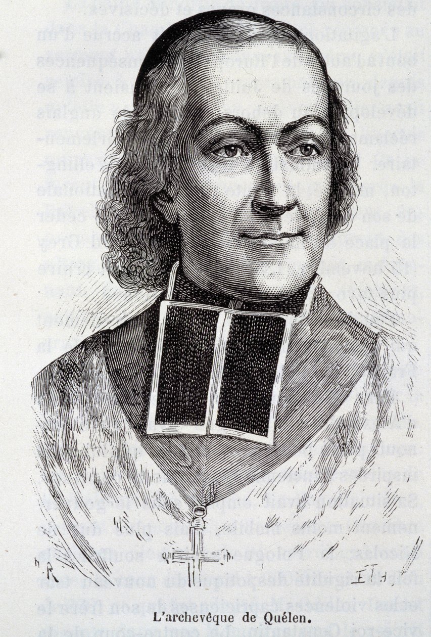 Retrato do Archeveque Hyacinthe Louis de Quelen (1778 - 1839), prelado em “” L&39;Histoire de France ”” de Henri Martin de French School