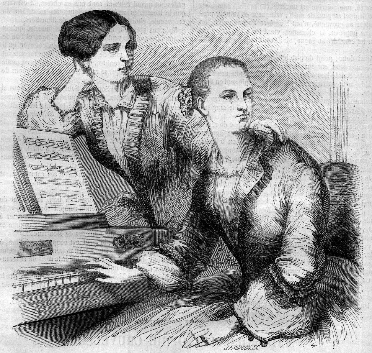 Retrato das irmãs Cruvelli, dançarinas alemãs. Sophie Cruvelli (Johanna Sofia Charlotte Cruwell, dit) (1826-1907) e Marie Cruvelli (Friederike Marie Cruwell, dit) (1824-1868). Gravação a partir de 1852. de French School