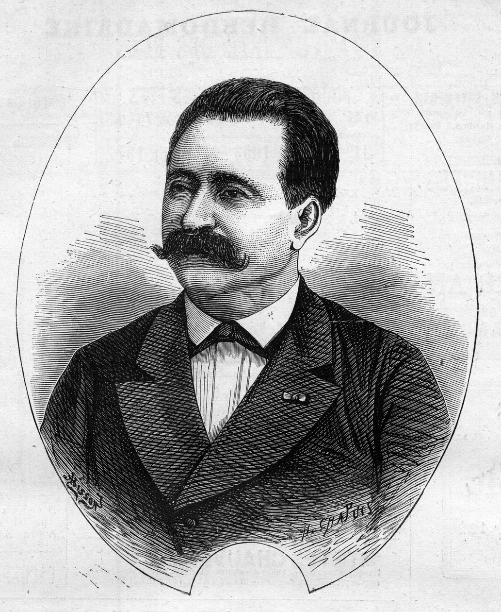 Retrato do "Doutor Nicolay" (Faure Nicolay, mágico francês?). Gravura em "Le Monde Illustré" n°1052 de 9 de Junho de 1877. de French School