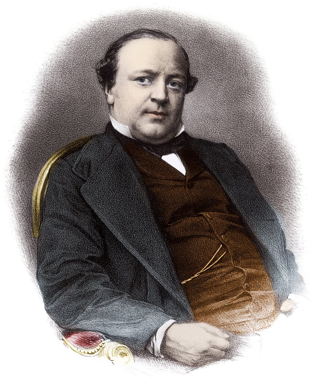 Retrato do advogado francês Charles Alexandre Lachaud (1818-1882) - Gravura da colecção privada do século XIX de French School