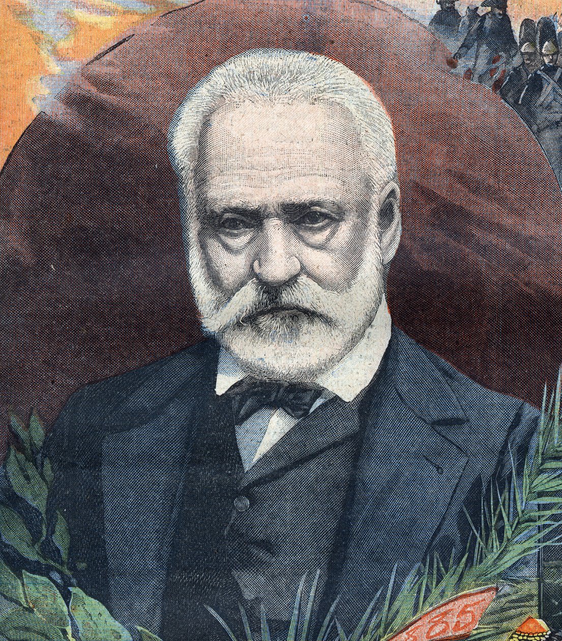 Retrato do escritor francês Victor Hugo (1802-1885). Gravura em " Le Petit Parisien" (O Petit Parisien) de French School