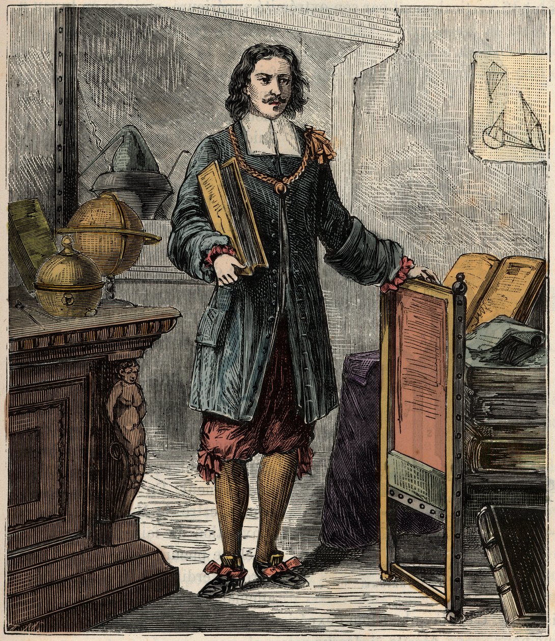 Retrato do engenheiro e físico alemão Otto von Guericke (1602-1686) - Retrato de Otto von Guericke (Otto de Guericke de French School