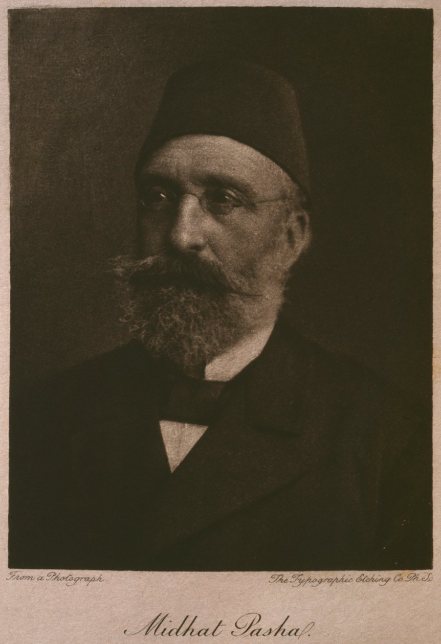 Retrato do Khedive Tawfik, de LEgypte de Georg Moritz Ebers (1837-98), 1881 (gravura de bw) de French School