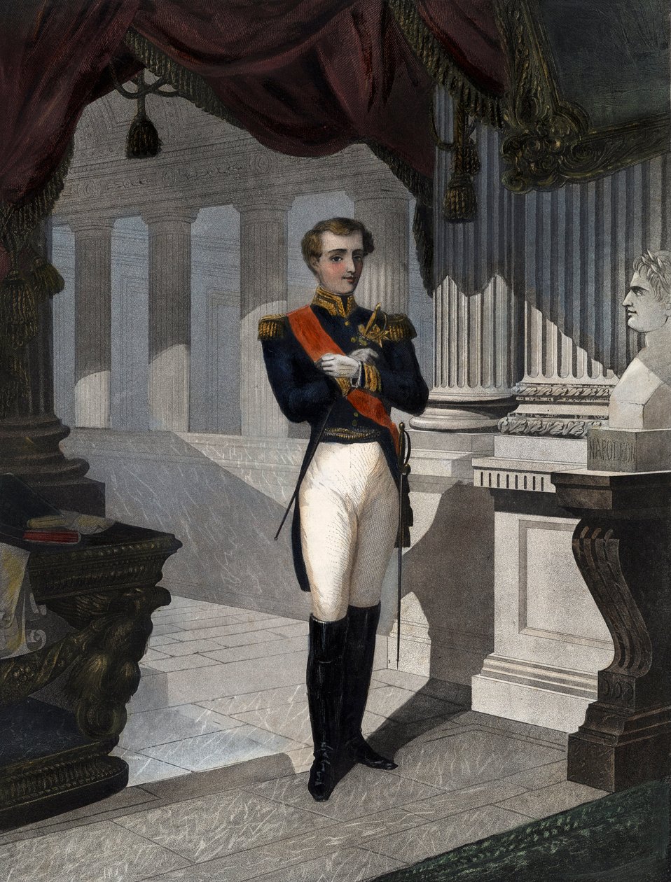 Retrato do Rei de Roma Napoleão II, Duque de Reichstadt (1811-1832) filho do Imperador Napoleão I (1769-1821)" Gravura de Pernel de French School