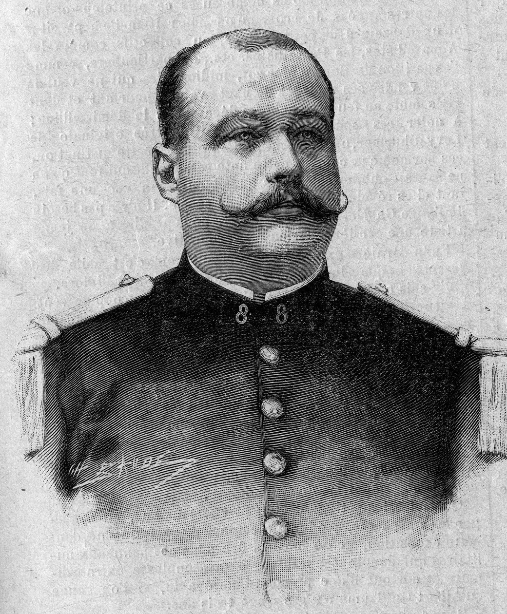 Retrato do Marquês Patrice de Mac Mahon (Mac-Mahon) (1855-1927). Gravura em "La gazette du dimanche" de 5 de março de French School