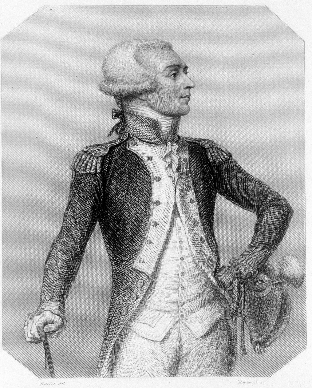 Retrato do Marquês de La Fayette, general e político francês (1757-1834). Em "L