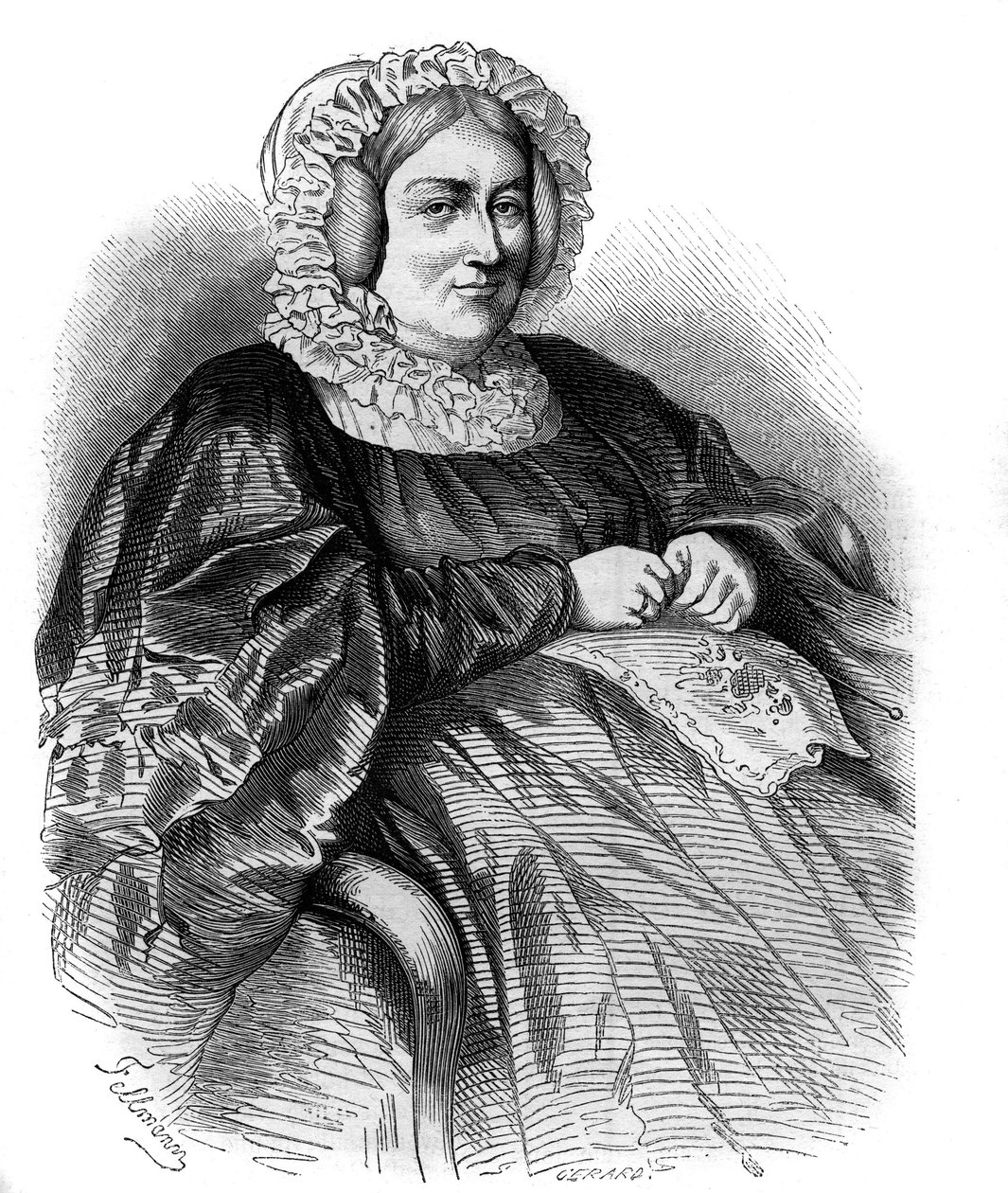 Retrato da Marquesa de La Rochejaquelein (nee Marie Louise Victoire de Donnissan ou Donissan) (1772-1857), escritora francesa. Gravura de 1858. de French School