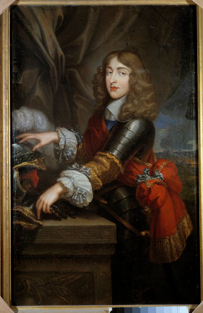 Retrato do Príncipe da Casa de Stuart antigo James II, Rei da Grã-Bretanha e Irlanda (1633-1701) Pintura da Escola Francesa do século XVII. Dim. 1,45 x 0,93 m. de French School
