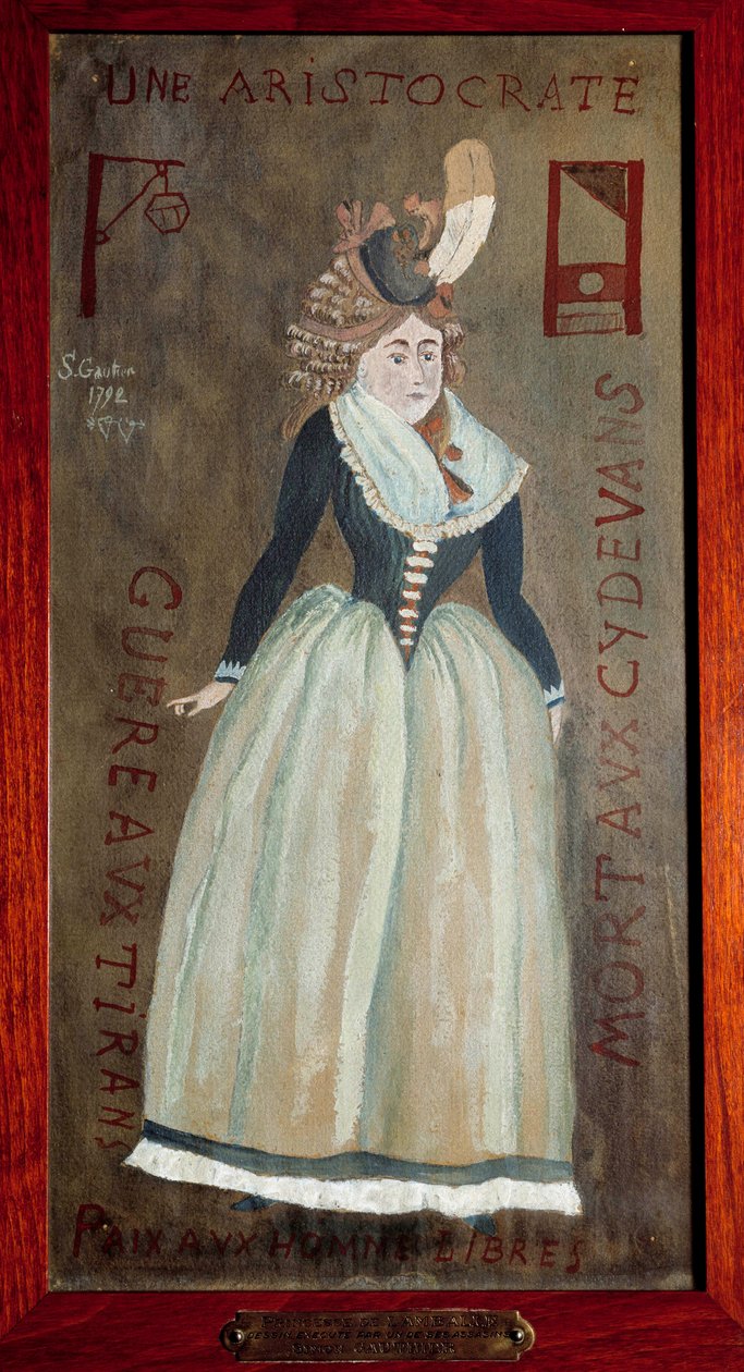 Retrato da Princesa de Lamballe (1749-1792) (Marie-Therese Louise de Savoie-Carignan) pintado por um de seus assassinos. 1792 Paris, Prefeitura de Polícia de French School