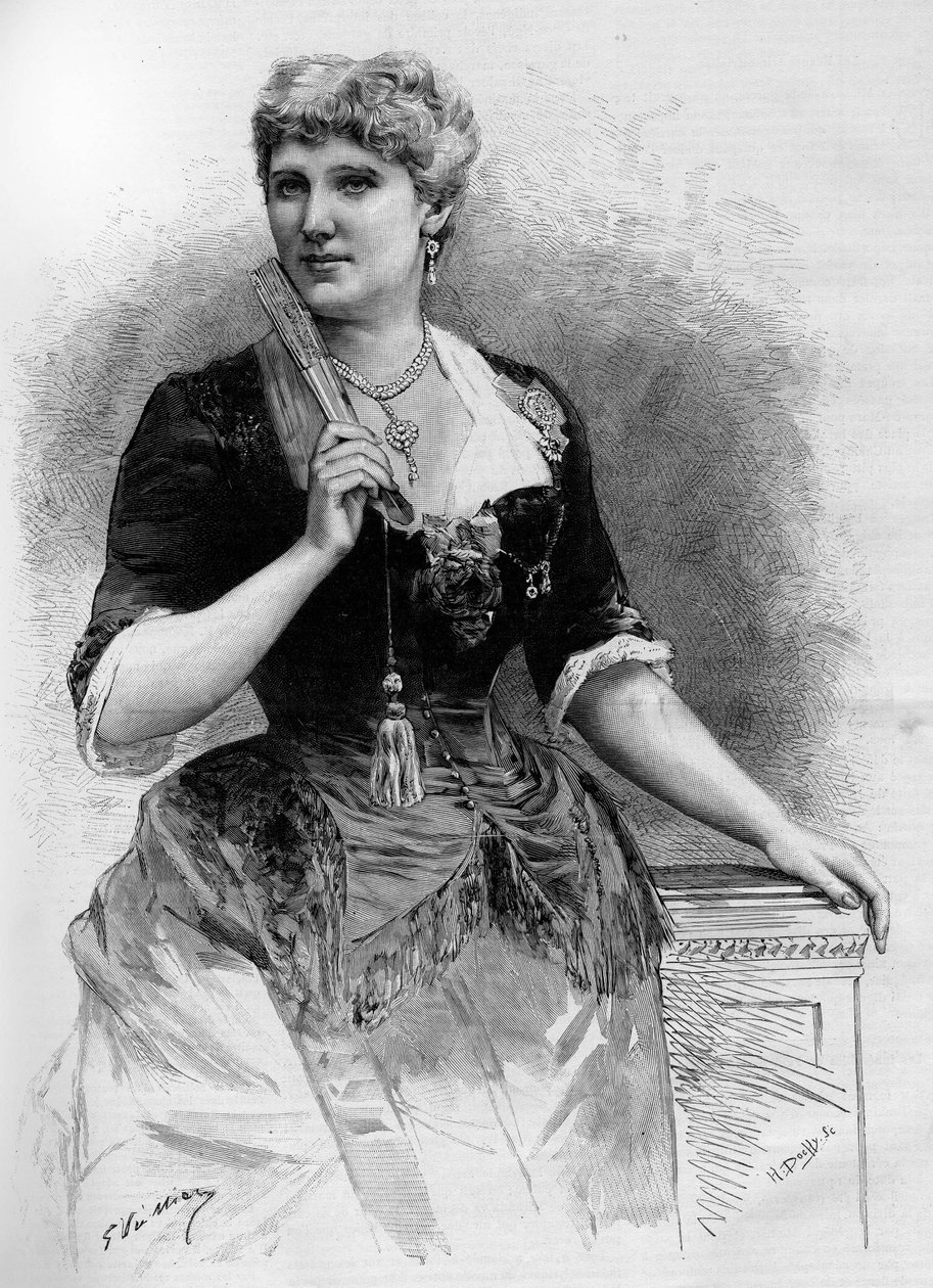Retrato da soprano sueca Christine Nilsson (1843-1921), no Mundo Ilustrado de 1887. de French School