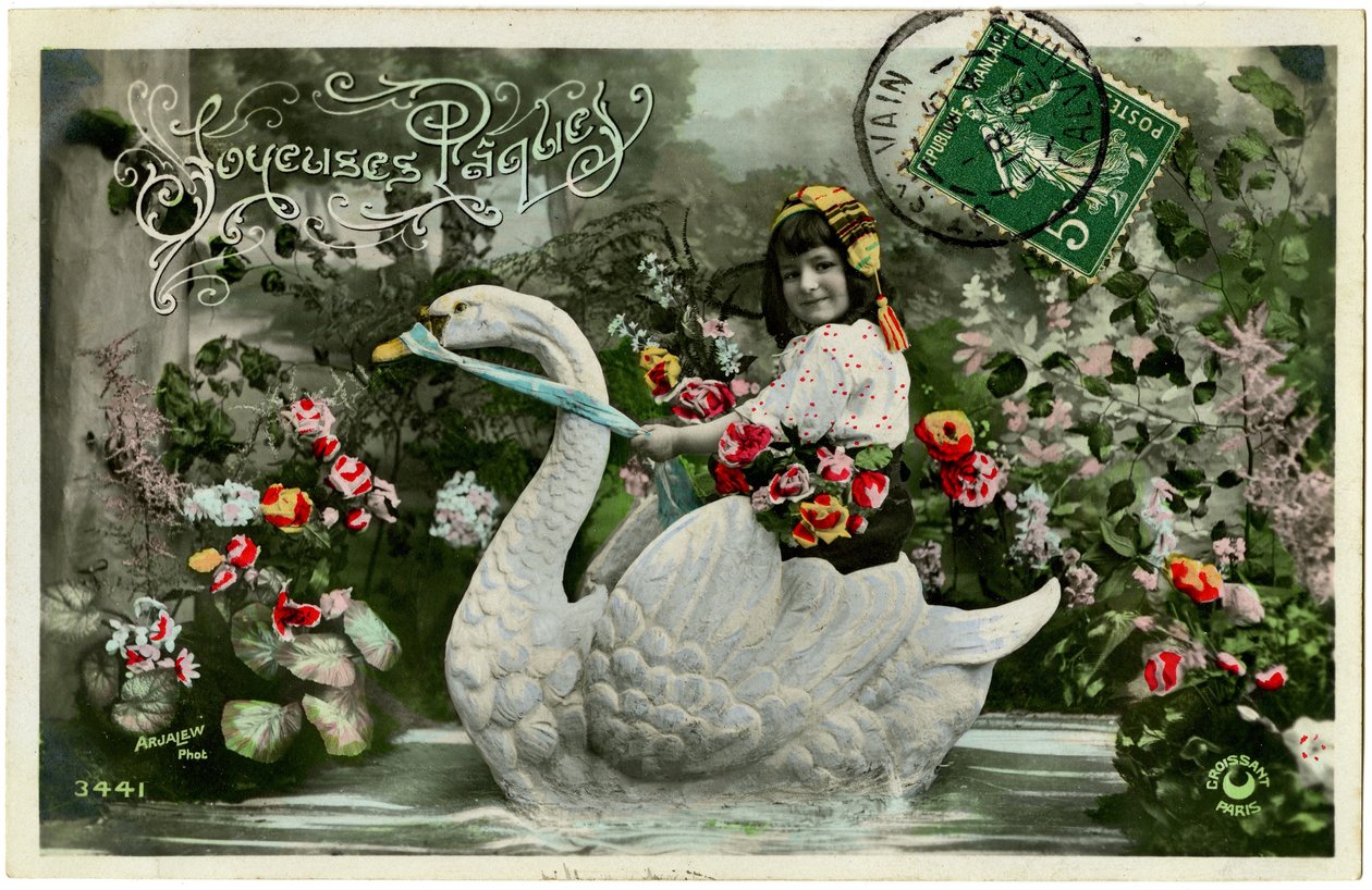 Cartão postal: Feliz Páscoa (papel impresso) de French School