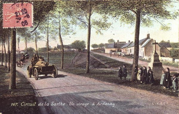 Cartão postal retratando a condução em Sarthe de French School