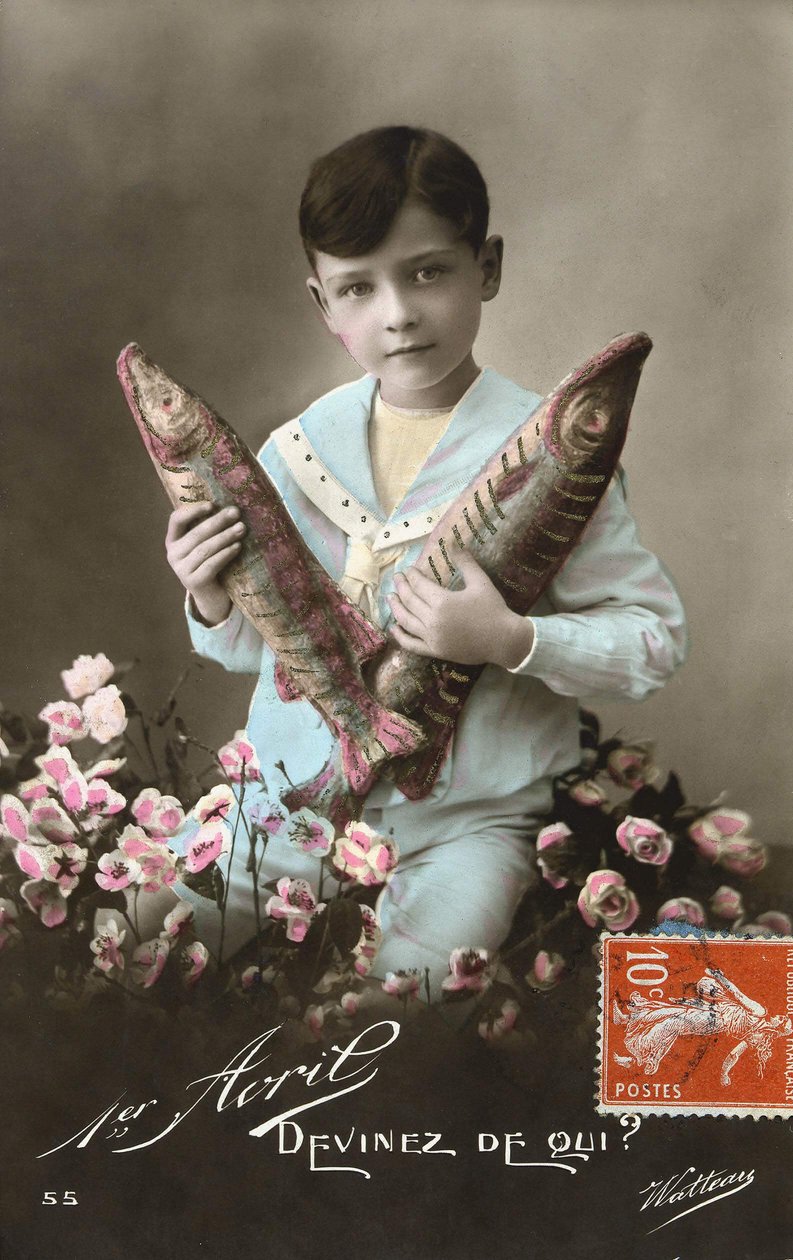 Cartão postal de 1 de Abril, início do século XX de French School
